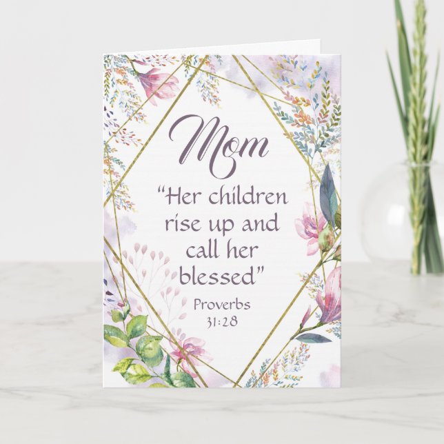 Proverbs 31:28 Bible Verse Christian Mothers Day Card (Front)