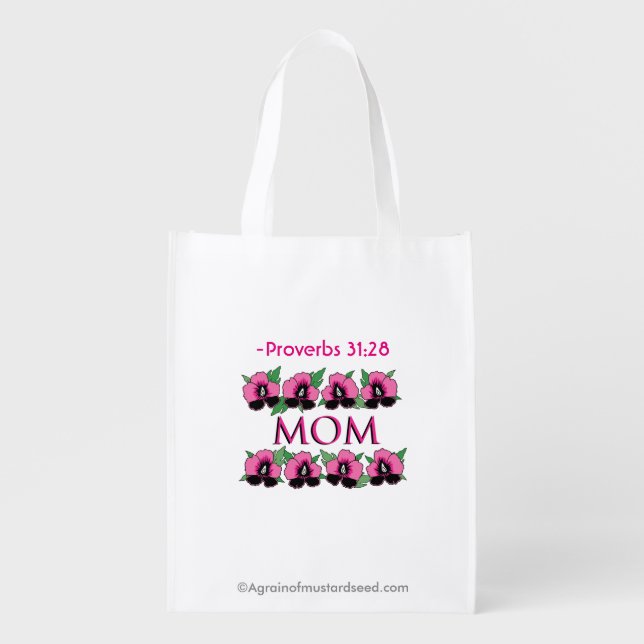 Proverbs 31:28 MOM Mother's Day Grocery Bag (Front)