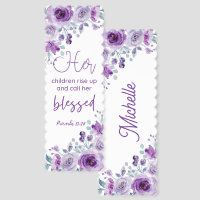 Proverbs 31:28 Personalize Purple Floral Christian