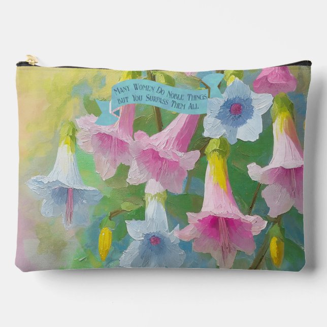 Proverbs 31:29, Angel Trumpets Flower Mothers' Day Accessory Pouch (Front)
