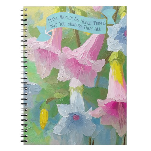 Proverbs 31:29 Scripture Verses Mothers'Day Floral Notebook (Front)