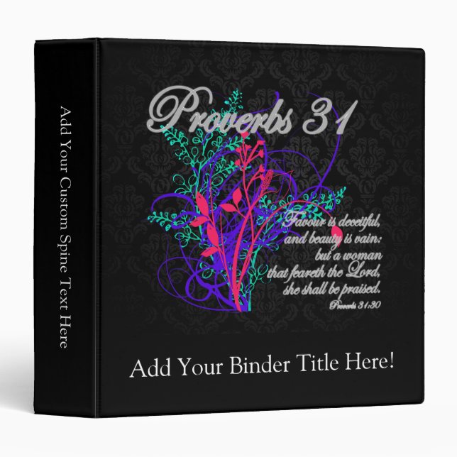 Proverbs 31 Bible Christian Women's 3 Ring Binder (Front/Spine)