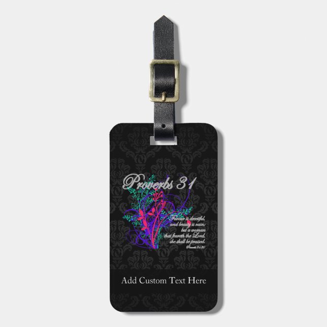 Proverbs 31 Bible Christian Women's Luggage Tag (Front Vertical)