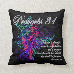 Proverbs 31 Bible Christian Women's Throw Pillow