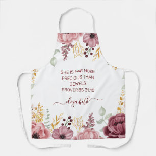 Proverbs 31 Elegant pastel pink flower Apron