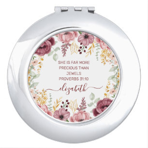 Proverbs 31 Elegant pastel pink flower  Compact Mirror