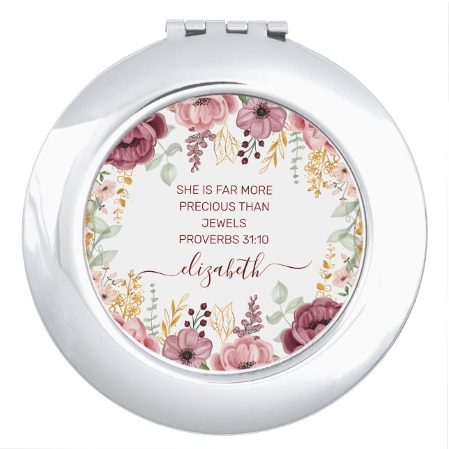 Proverbs 31 Elegant pastel pink flower  Compact Mirror (Front)