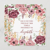 Proverbs 31 Elegant pastel pink flower flat card (Front/Back)