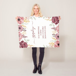 Proverbs 31 Elegant pastel pink flower  Fleece Blanket