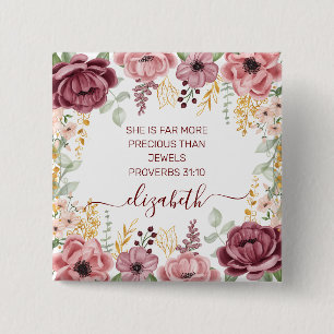Proverbs 31 Elegant pastel pink flower name Button