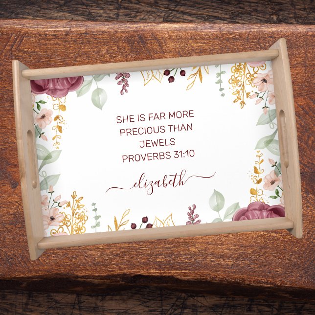 Proverbs 31 Elegant pastel pink flower  Serving Tray (Creator Uploaded)
