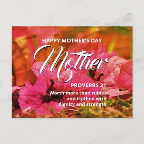 PROVERBS 31 Floral Happy Mothers Day Postcard