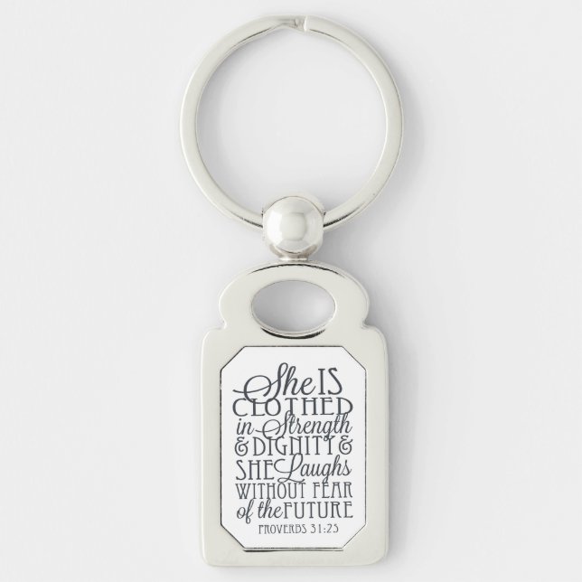 Proverbs 31 Gifts - Clothed in Strength & Dignity Keychain (Front)