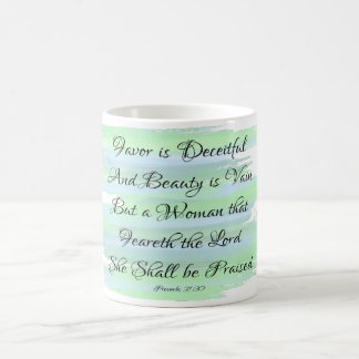 Proverbs 31 Godly Woman Blue Watercolor Quote Mug