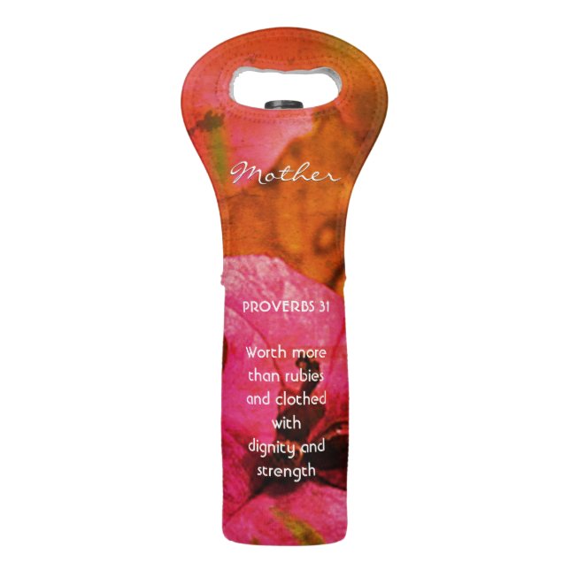 PROVERBS 31 MOTHER'S DAY Christian PINK Floral Wine Bag (Front)