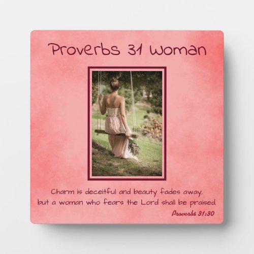 Proverbs 31 Photo Woman Pink Parchment Plaque