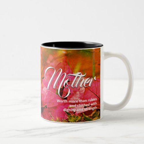 PROVERBS 31 Pink Floral Christian Mothers Day Two_Tone Coffee Mug