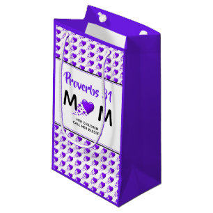 PROVERBS 31 Purple Hearts Mother's Day Thank You Small Gift Bag