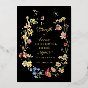 Proverbs 31 Wildflowers Foil Desk Print Holiday Card