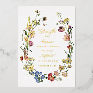 Proverbs 31 Wildflowers Foil Desk Print Holiday Card