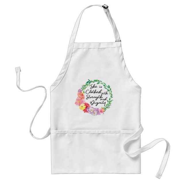 Proverbs 31 Woman Clothed with Strength & Dignity Adult Apron (Front)
