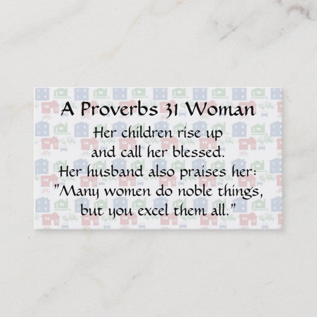 Proverbs 31 Woman  Mom Calling Card house car bike (Front)