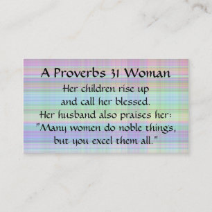 Proverbs 31 Woman Mom Calling Card Madras Plaid