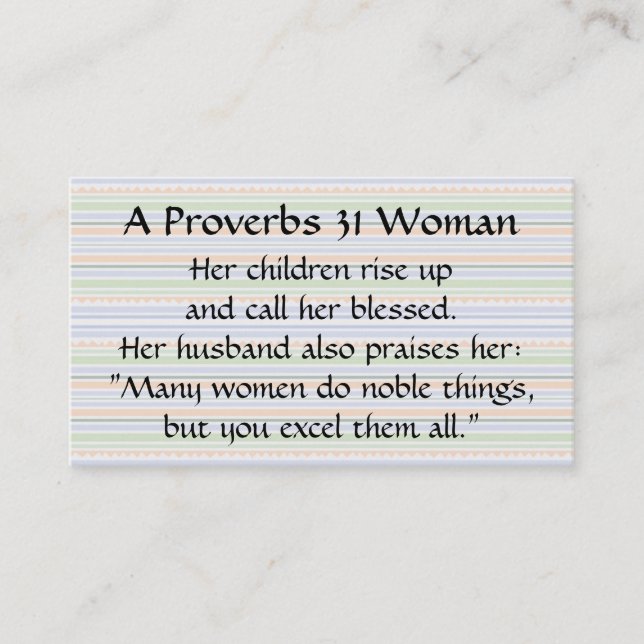Proverbs 31 Woman  Mom Calling Card stripes (Front)