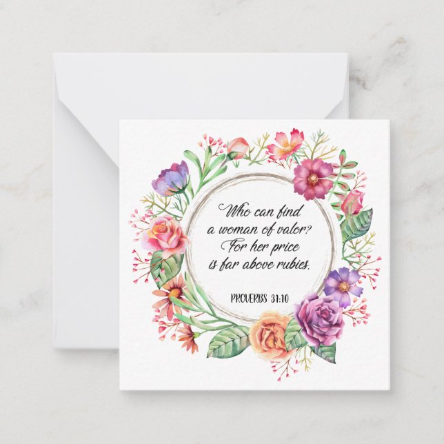 Proverbs 31 Woman of Valor Roses Blank Note Card (Front)