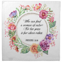 Proverbs 31 Woman of Valor Roses Cloth Napkin