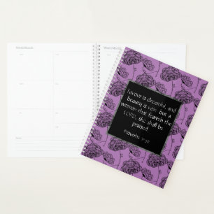 Proverbs 31 Woman Purple Floral Christian Planner