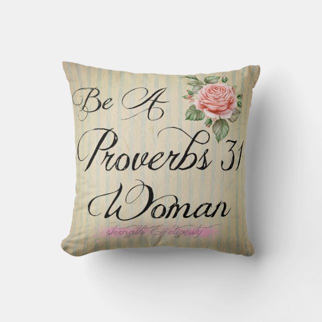 Proverbs 31 Woman Throw Pillow (Front)