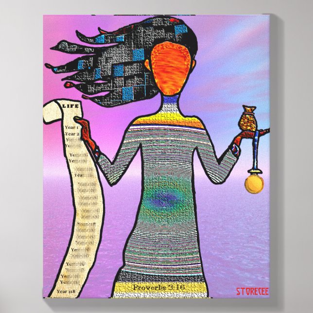 Proverbs 3:16 Art Canvas Photo Tile (Front Set)