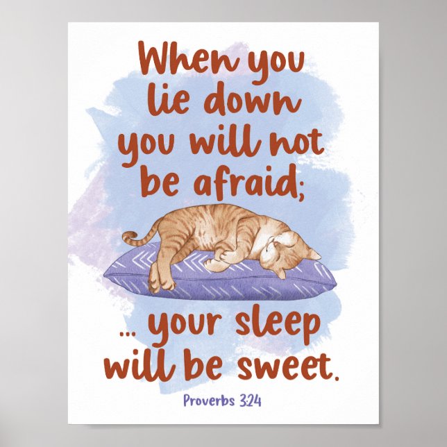 Proverbs 3:24 Your Sleep will be Sweet Cat Poster (Front)