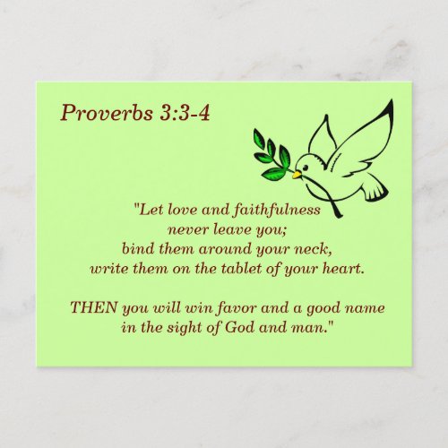 Proverbs 33_4 Faithfulness Bible Verse Memory Postcard
