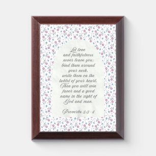 Proverbs 3:3–4 Floral Scripture Award Plaque