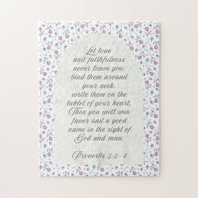Proverbs 3:3–4 Floral Scripture  Jigsaw Puzzle (Vertical)
