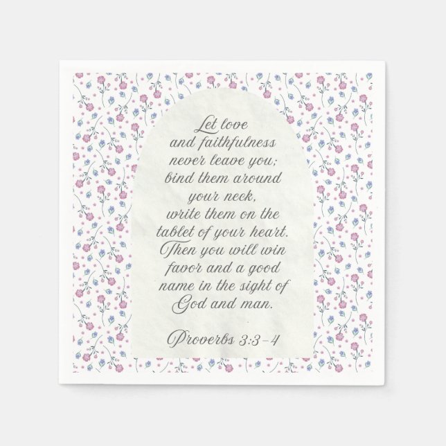 Proverbs 3:3–4 Floral Scripture  Napkins (Front)