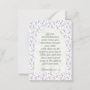 Proverbs 3:3–4 Floral Scripture Note Card