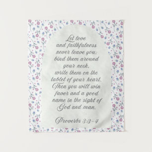 Proverbs 3:3–4 Floral Scripture Tapestry