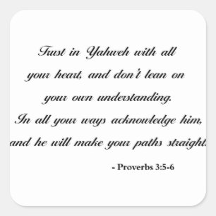 Proverbs 3:5-6 Bible Quote Square Sticker