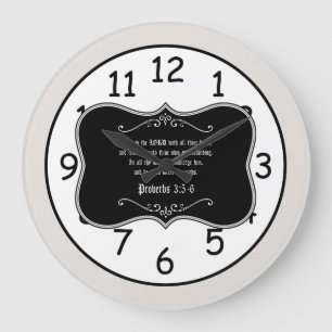 Proverbs 3:5-6 Bible Verse Custom Christian Gift Large Clock