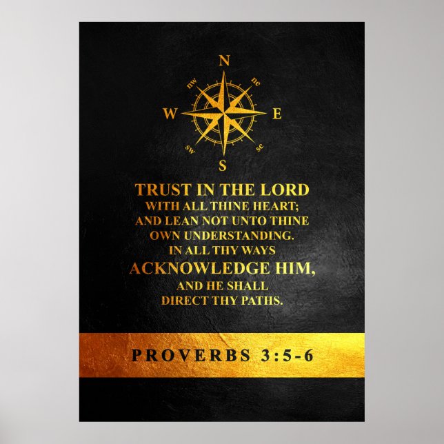 Proverbs 3:5-6 Bible Verse Poster (Front)