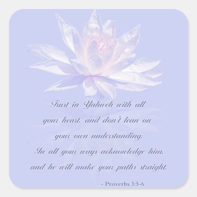Proverbs 3:5-6 | Bible Verse Quote Square Sticker (Front)