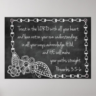 Proverbs 3:5-6 Chalkboard Style Poster
