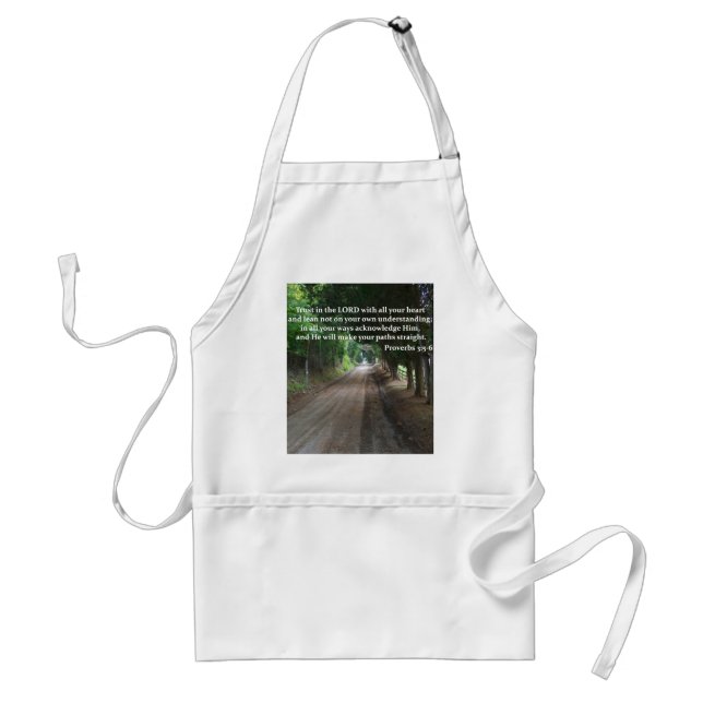 Proverbs 3:5-6 Christian Bible Verse Poster Adult Apron (Front)