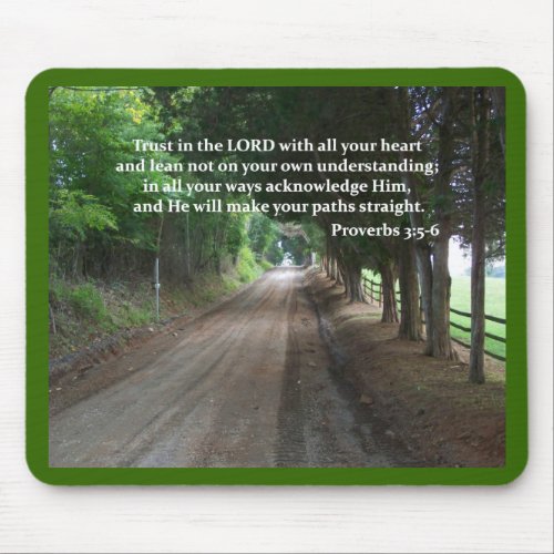 Proverbs 3:5-6 Christian Bible Verse Poster Mouse Pad
