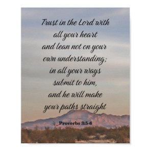 Proverbs 3:5-6, Inspirational Bible Verse Poster