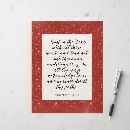 Proverbs 3:5-6 KJV Bible Verse Image (Front/Back In Situ)