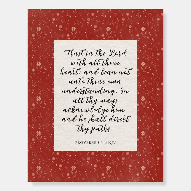 Proverbs 3:5-6 KJV Bible Verse Image  Foam Board (Front)